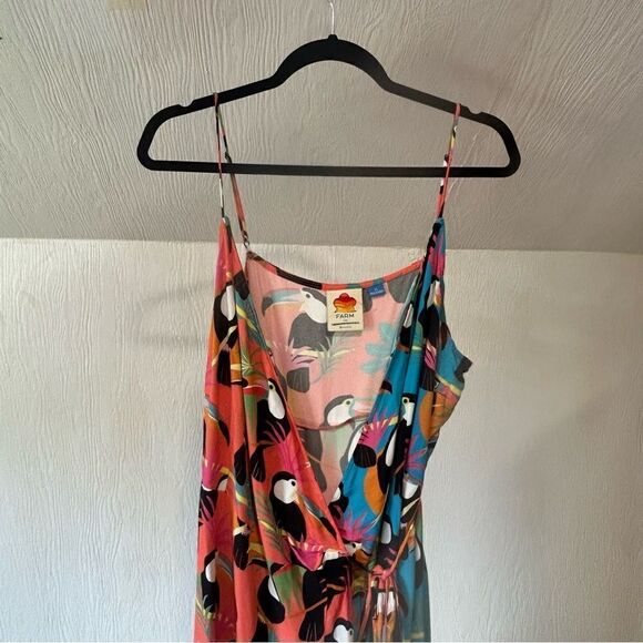 Revolve Farm Rio Anthropologie Toucan Wrap Multi Color Maxi Dress XL - Picture 7 of 12